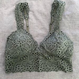 Aerie Floral Eyelet Green Bralette